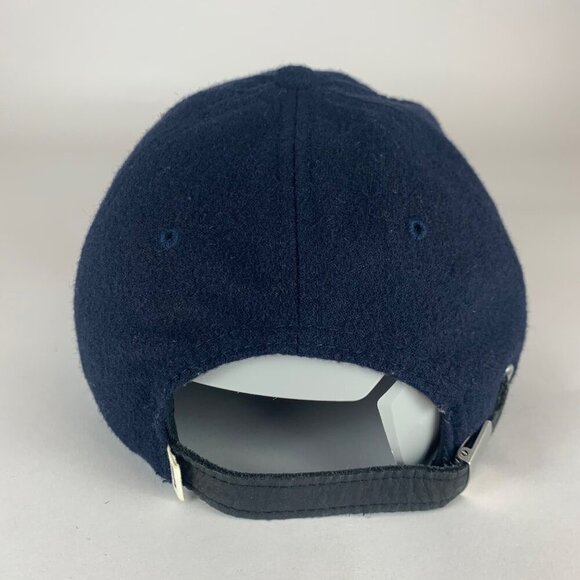 Vans Mens Navy Blue Wool Retro Crown Leather Strapback Hat - Picture 3 of 4